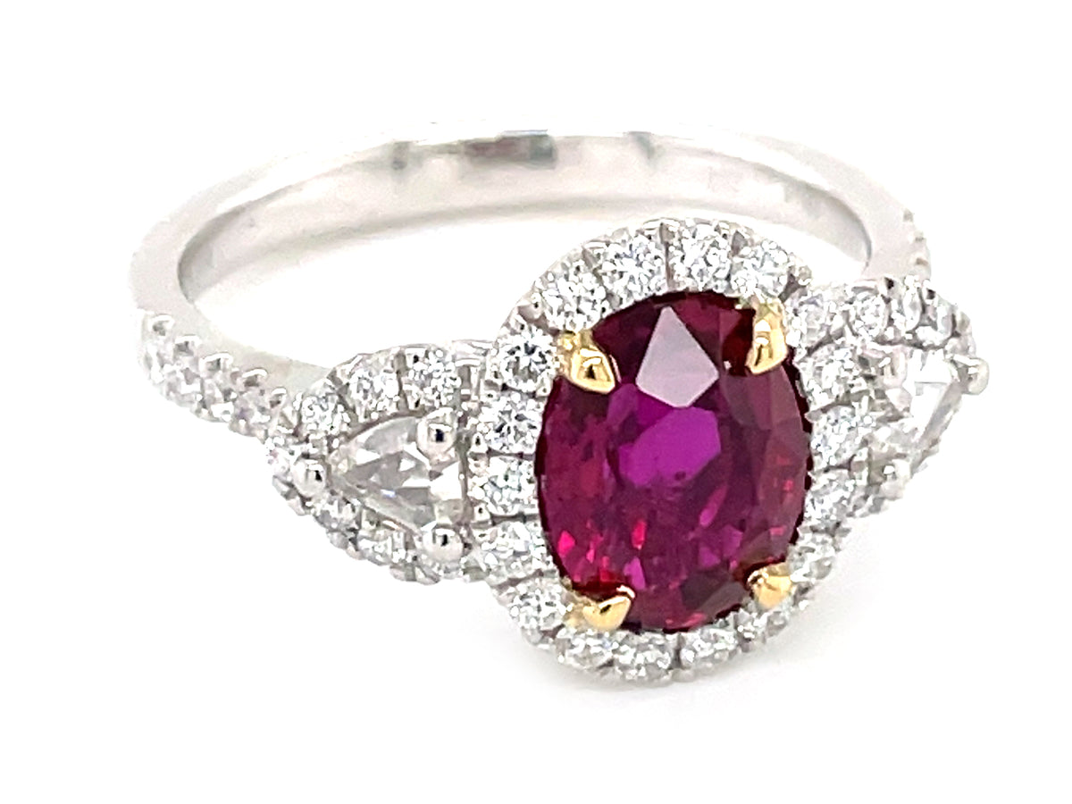 NATURAL NO HEAT RUBY & DIAMOND RING, GIA CERT