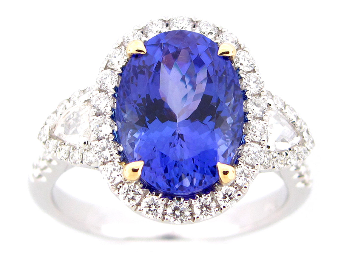 TANZANITE & DIAMOND RING, 18KT (H)