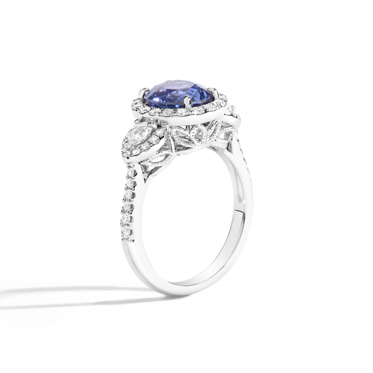 Oval Sapphire & Diamond 3 Stone Ring