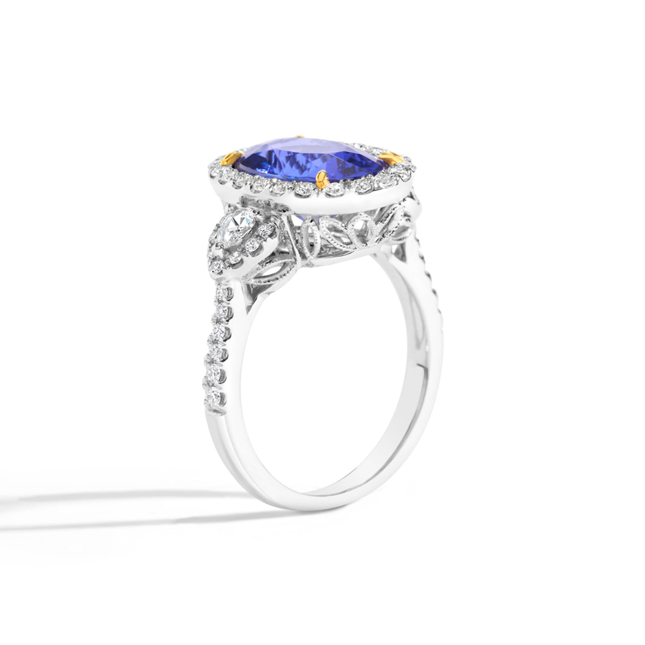 Oval Tanzanite & Diamond 3 Stone Ring
