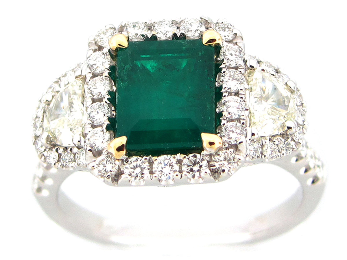 EMERALD & DIAMOND RING, 18KT (O)