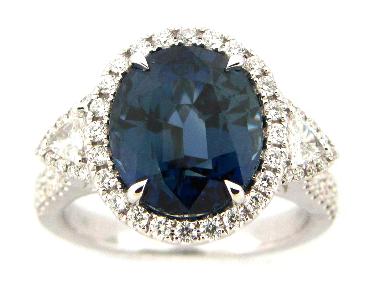 NATURAL NO HEAT SAPPHIRE & DIAMOND RING, GIA CERTIFIED,18KW