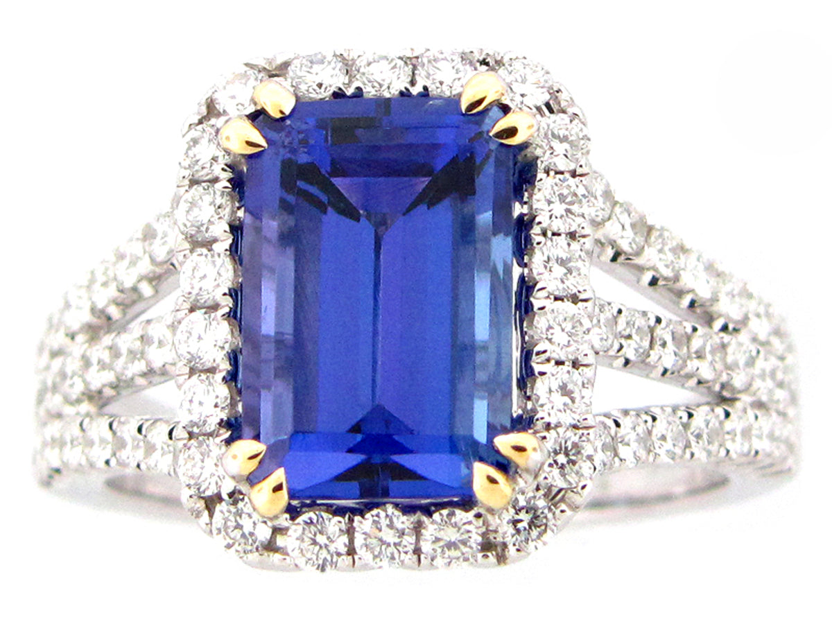 TANZANITE & DIAMOND RING, 18KT (H)