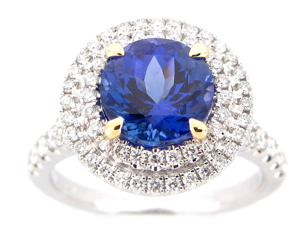 TANZANITE & DIAMOND RING, 18KT (H)
