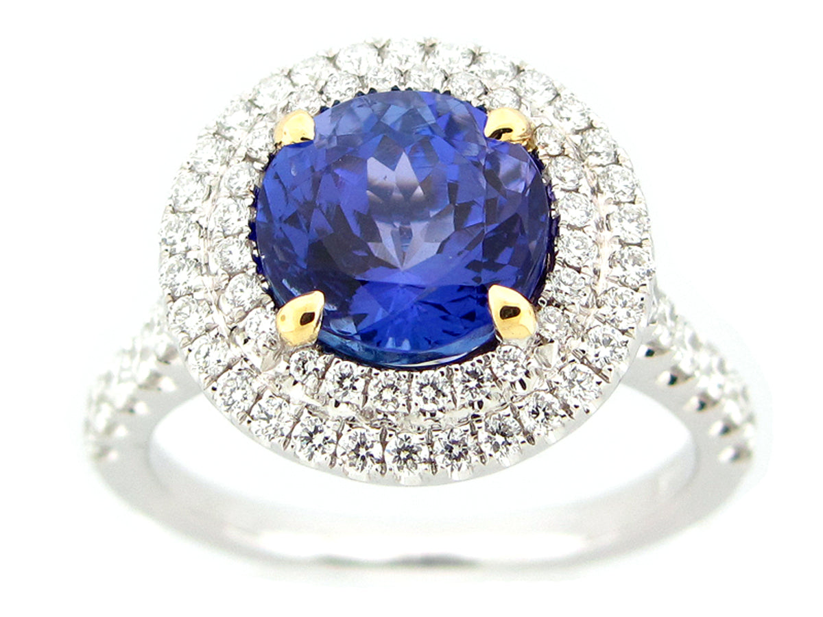 TANZANITE & DIAMOND RING, 18KT (H)