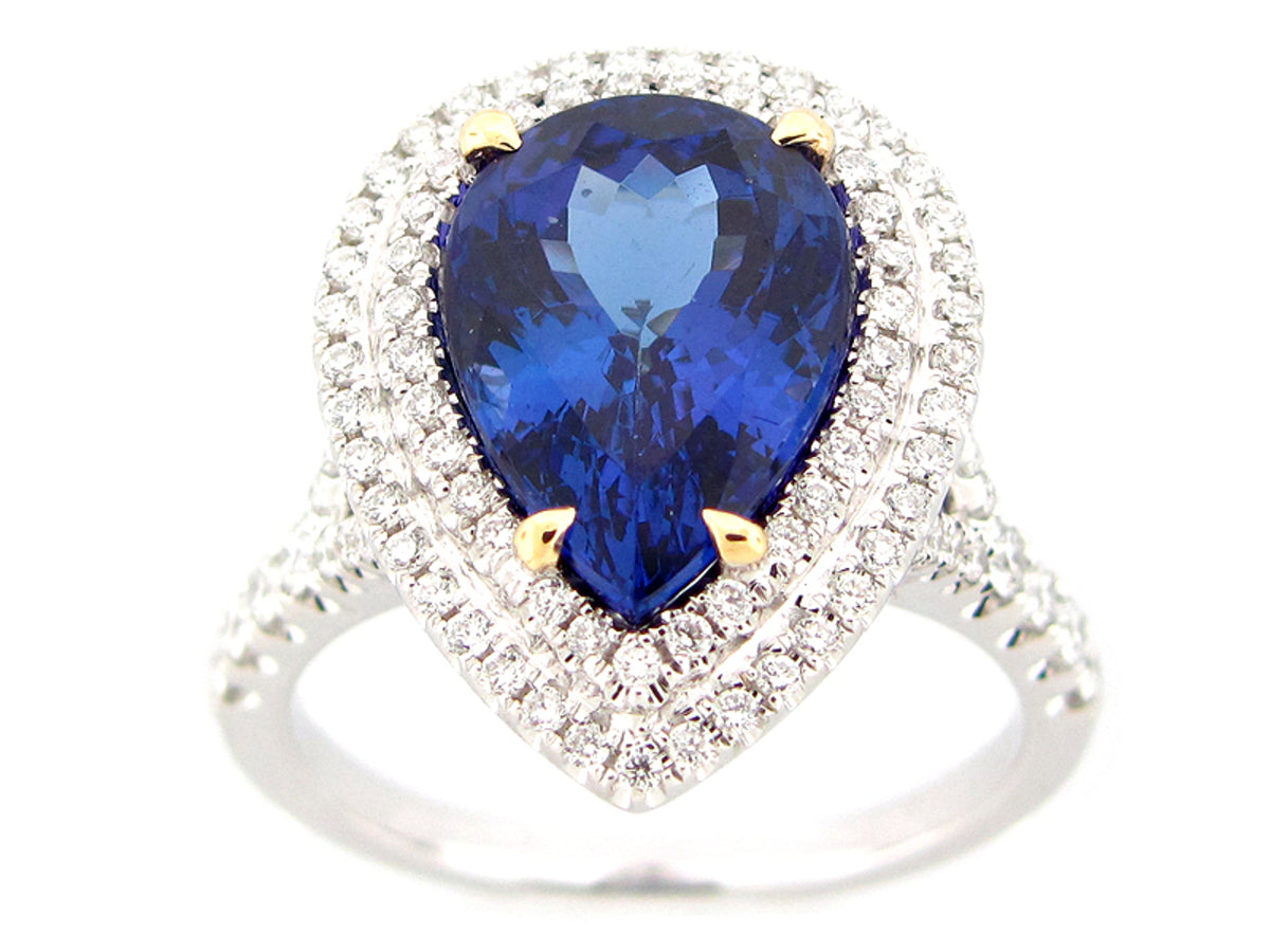 TANZANITE & DIAMOND RING, 18KT (H)