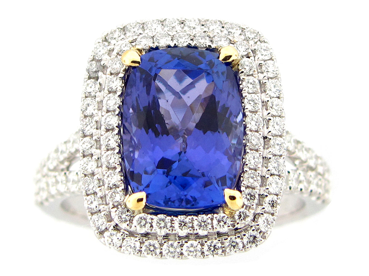TANZANITE & DIAMOND RING, 18KT (H)