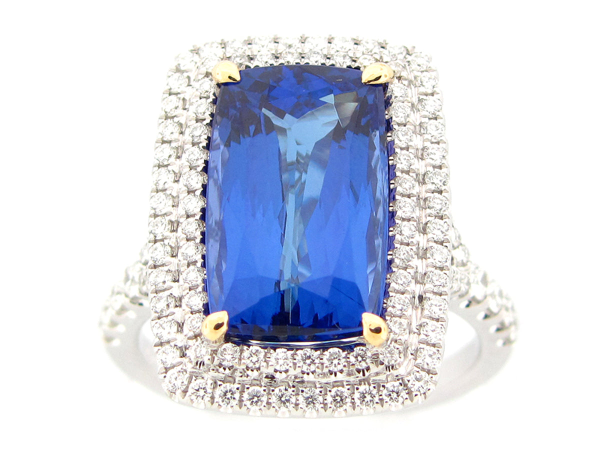 TANZANITE & DIAMOND RING, 18KT (H)