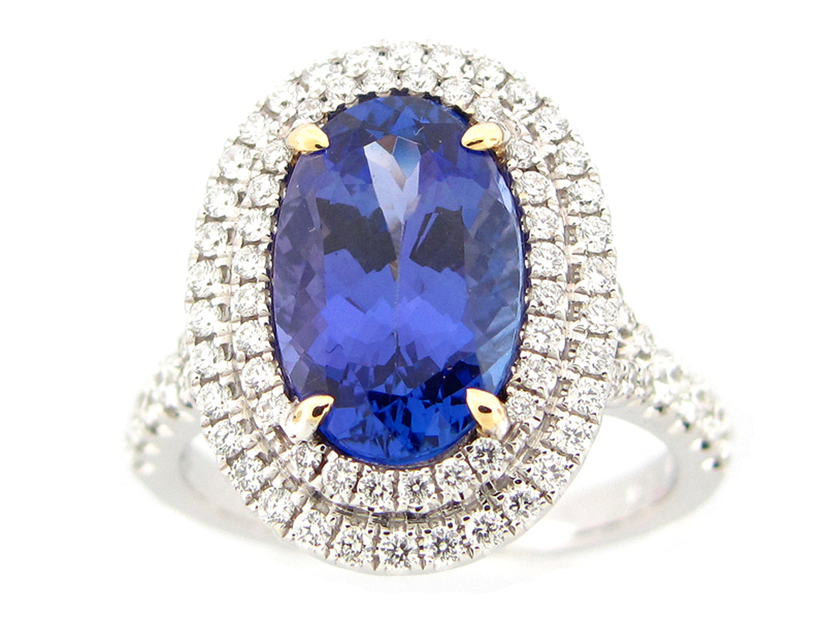 TANZANITE & DIAMOND RING, 18KT (H), C=3.70