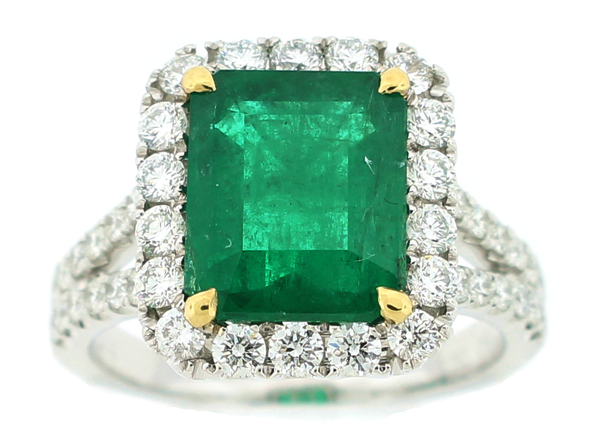 EMERALD & DIAMOND RING, 18KT (O)