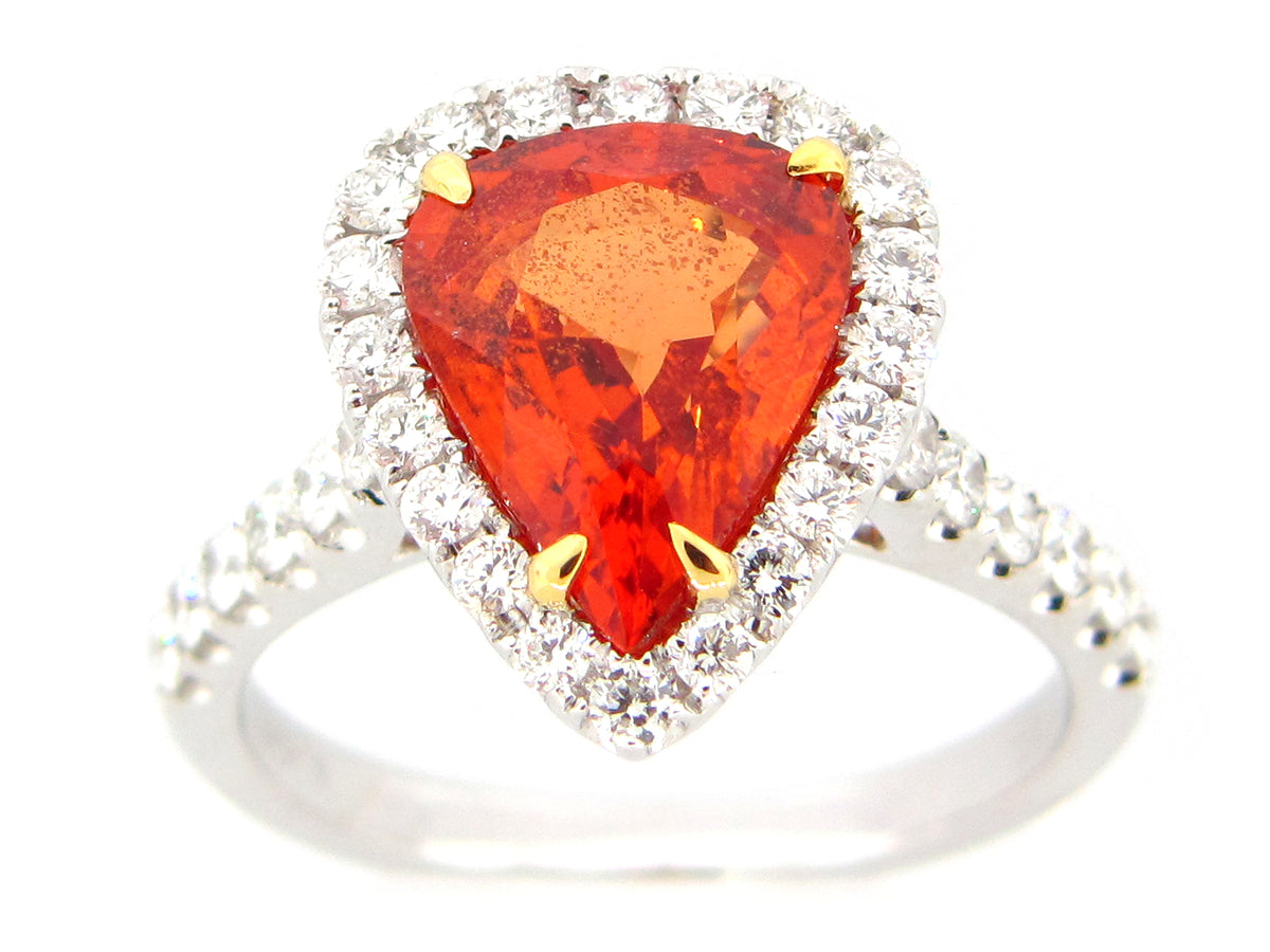 ORANGE SAPPHIRE & DIAMOND , 18KT (U)