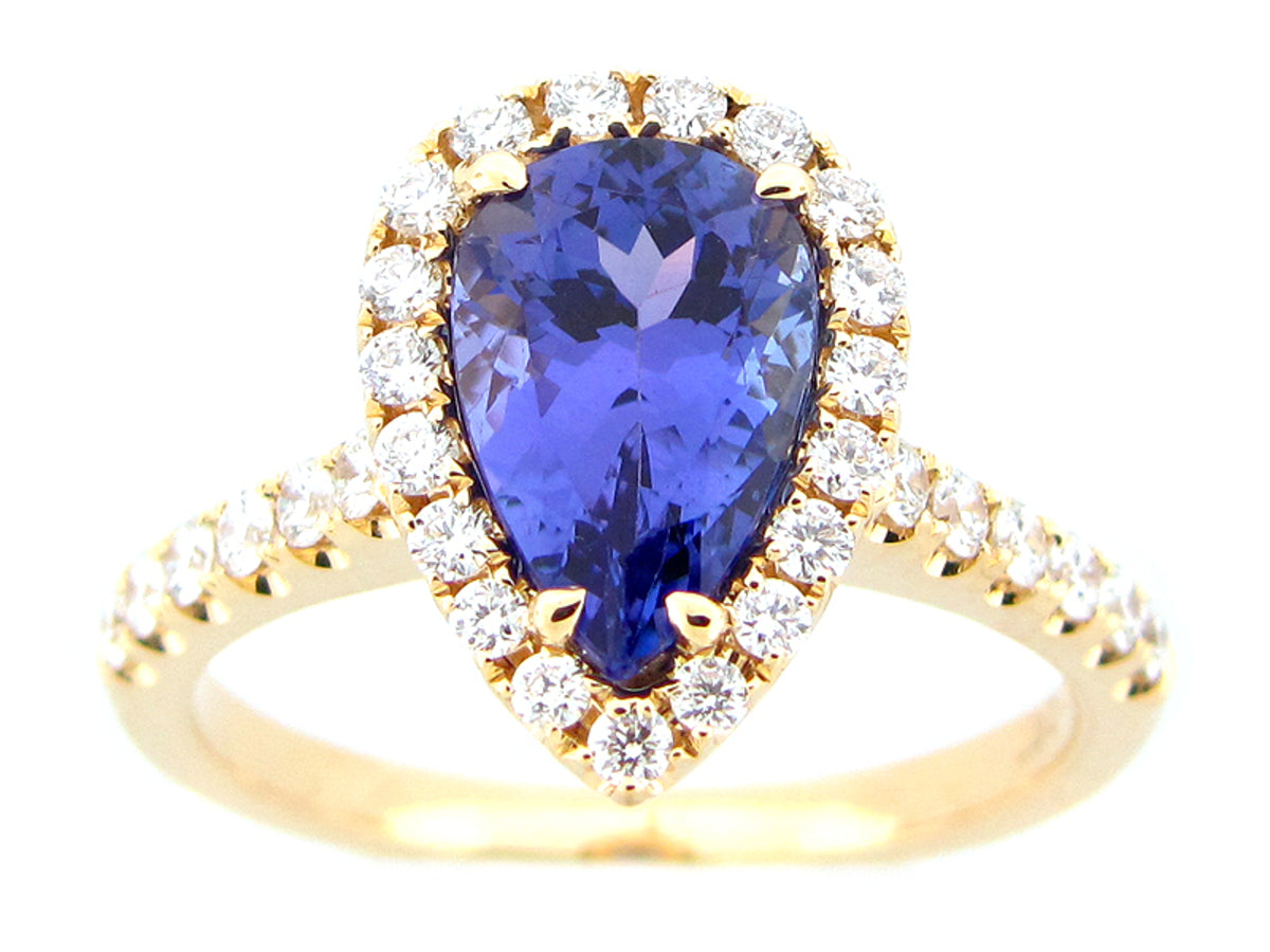 TANZANITE & DIAMOND RING, 18KY (H), C=2.11