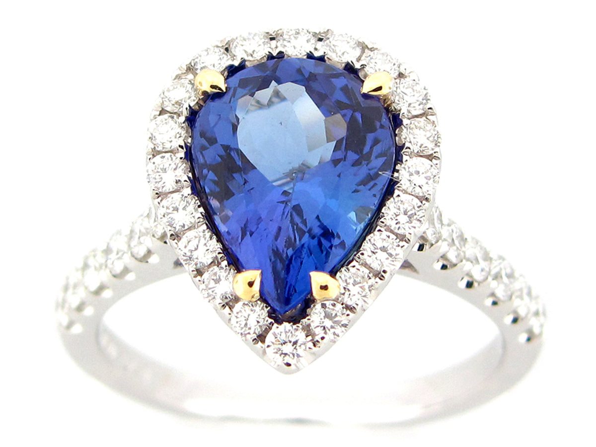 TANZANITE & DIAMOND RING, 18KT (H)