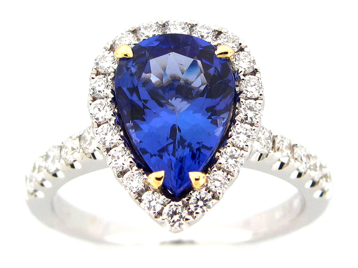 TANZANITE & DIAMOND RING, 18KT (H)