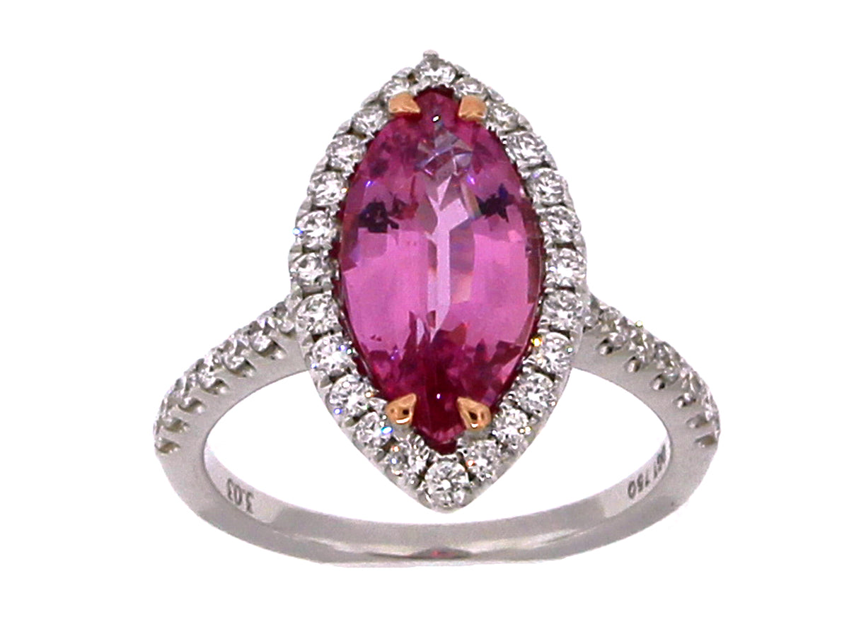 PINK SAPPHIRE & DIAMOND RING, 18KZ (H)