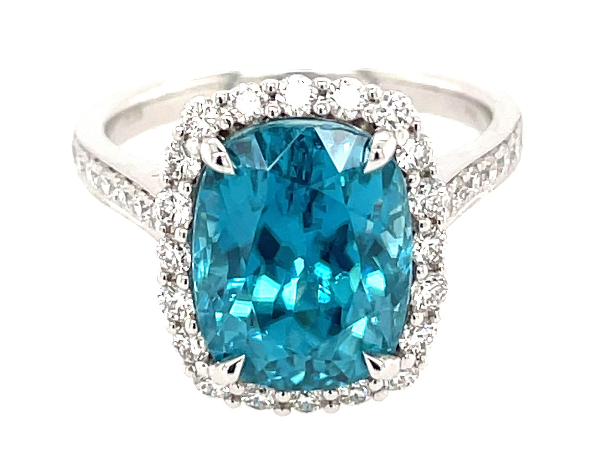 BLUE ZIRCON & DIAMOND RING