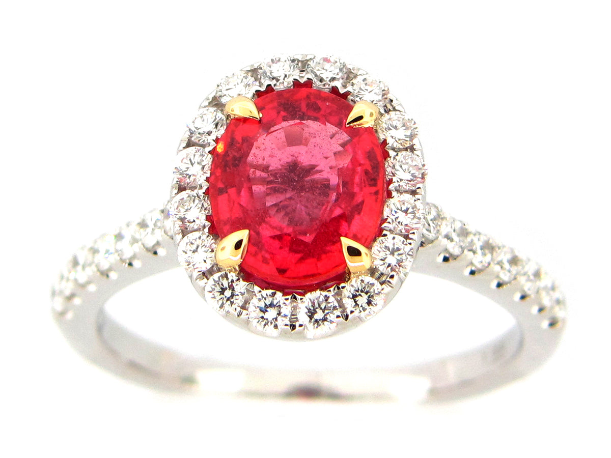 ORANGE SAPPHIRE & DIAMOND RING, 18KT (H)