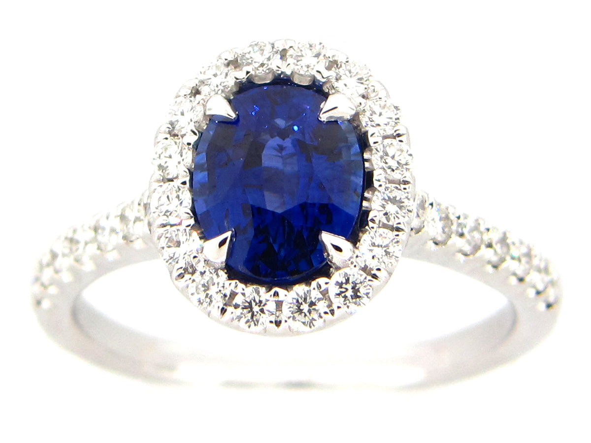 SAPPHIRE & DIAMOND RING, 18KW (H)