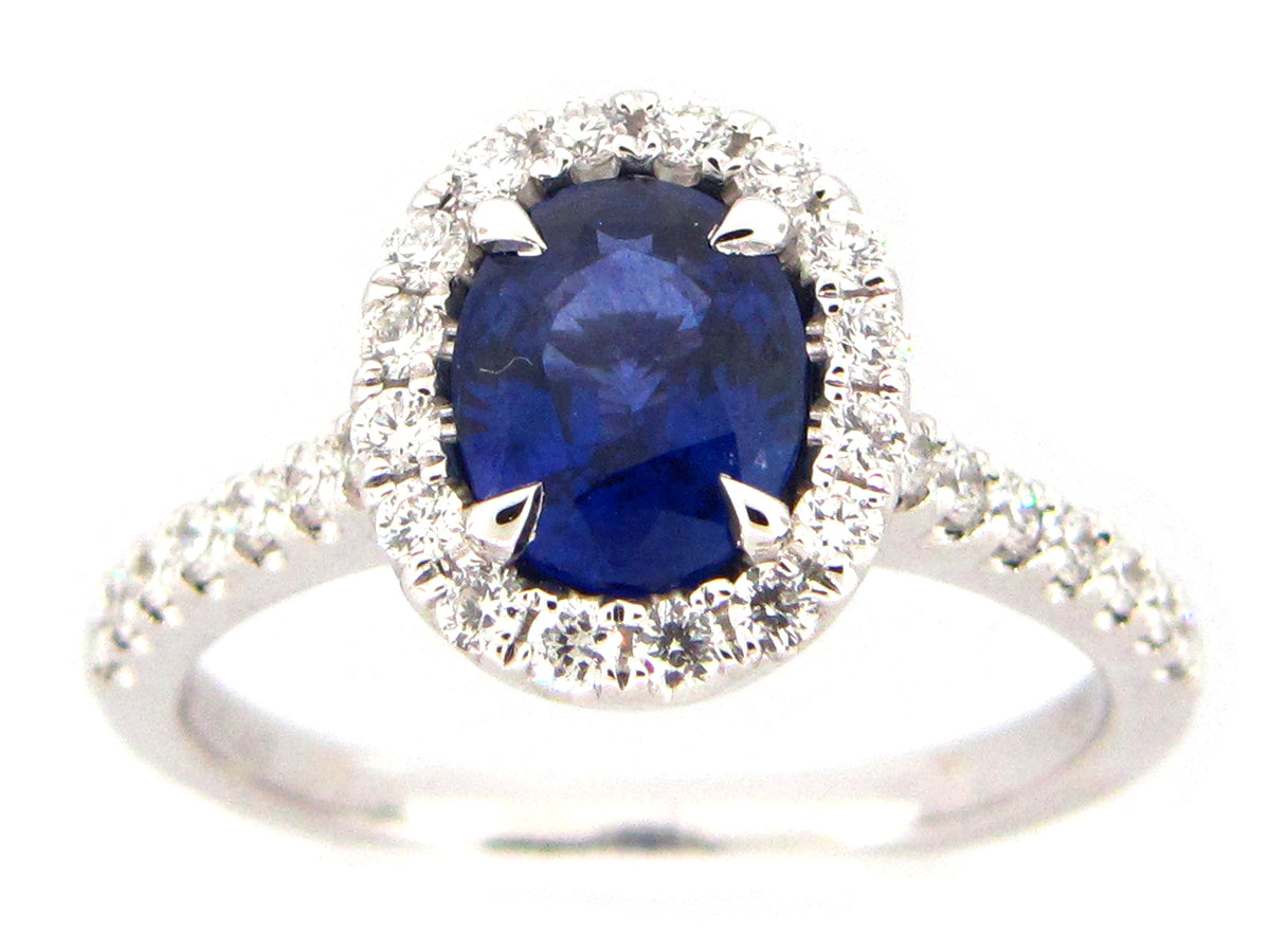 SAPPHIRE & DIAMOND RING, 18KW (H)