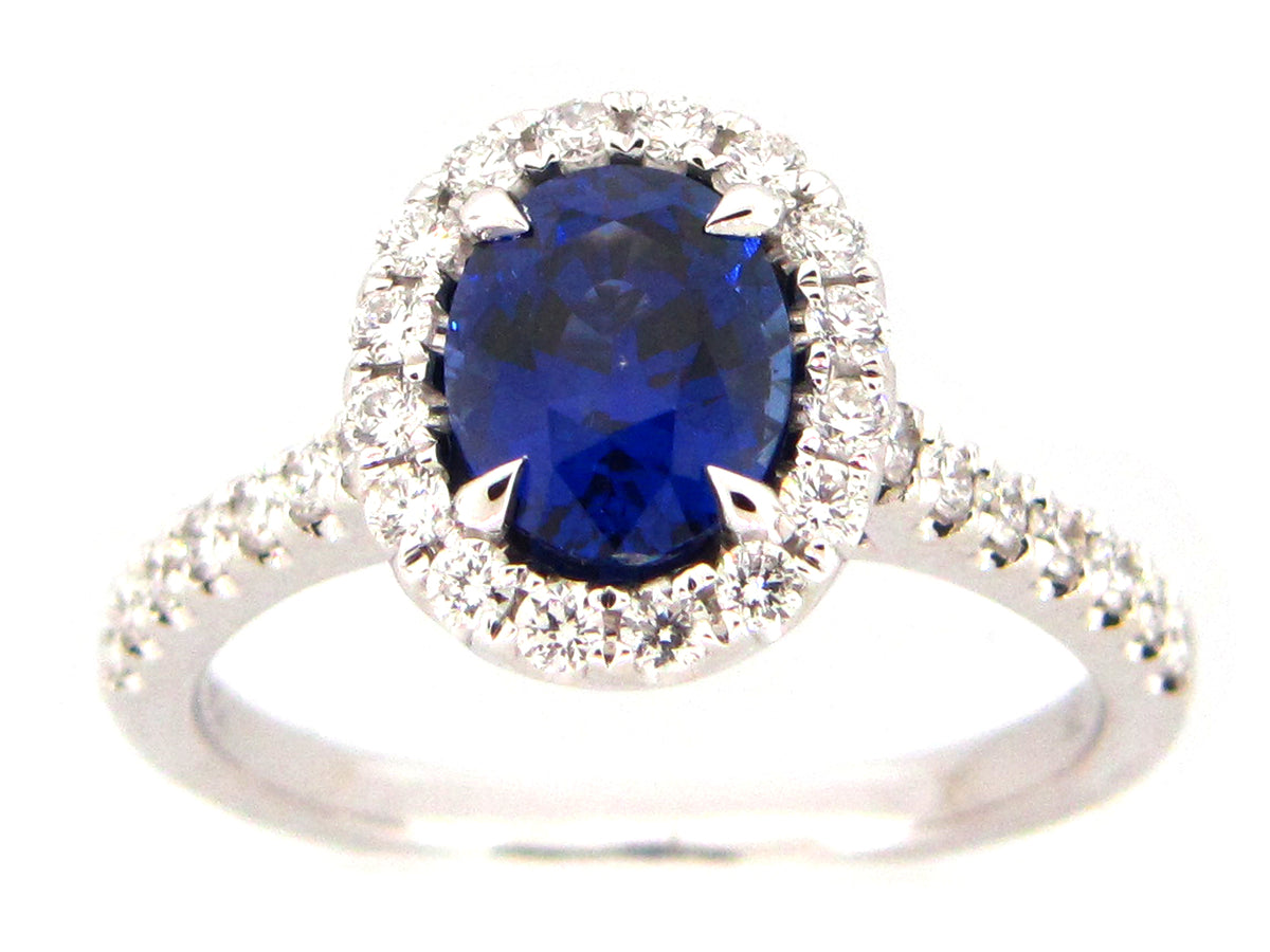 SAPPHIRE & DIAMOND RING, 18KW (H)