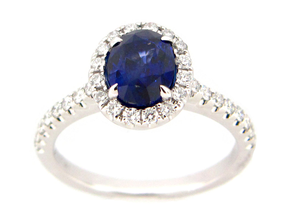 SAPPHIRE & DIAMOND RING, 18KW (H)