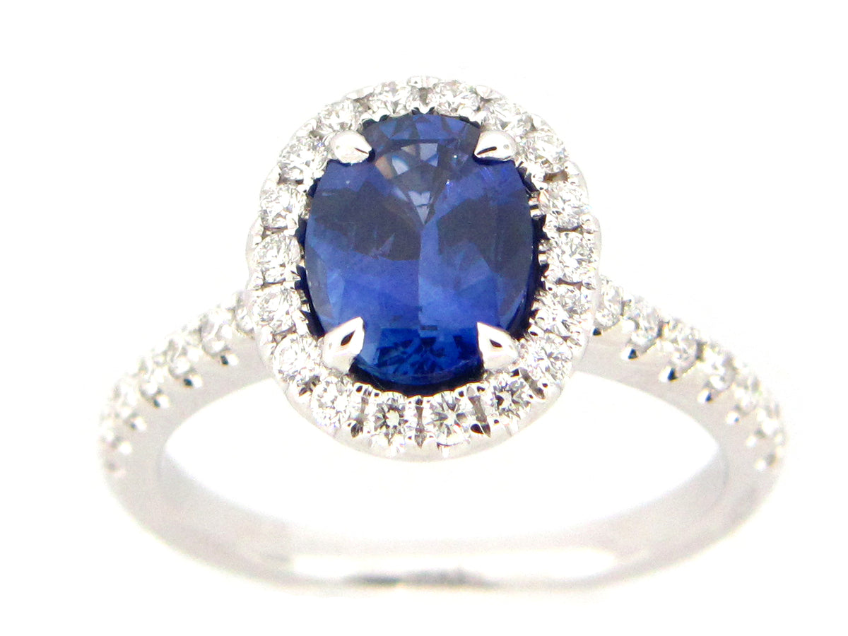 SAPPHIRE & DIAMOND RING, 18KW (H)