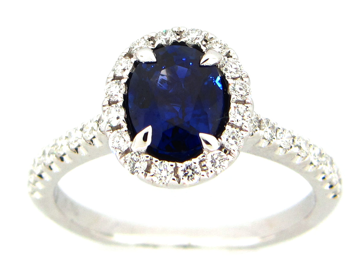SAPPHIRE & DIAMOND RING, 18KW (H)