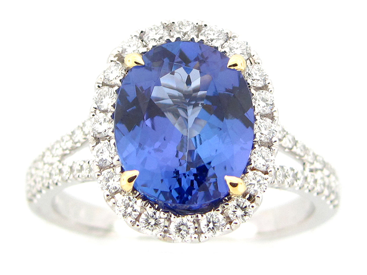 TANZANITE & DIAMOND RING, 18KT (H)
