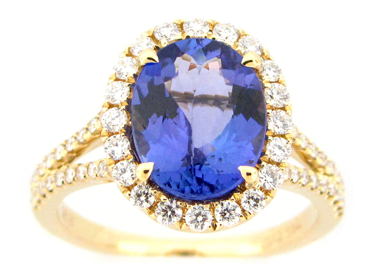 TANZANITE & DIAMOND RING, 18KT (H)