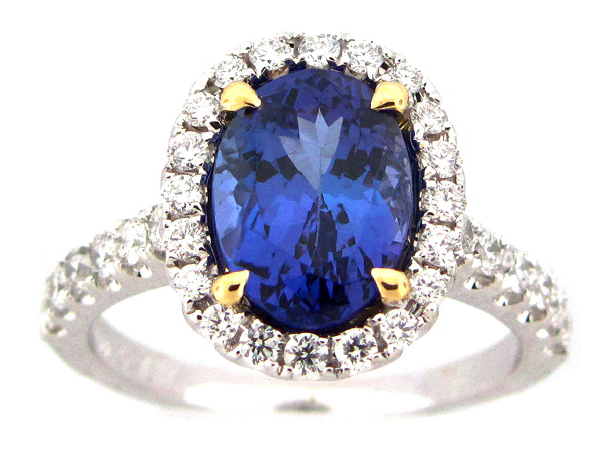 TANZANITE & DIAMOND RING, 18KT (H)