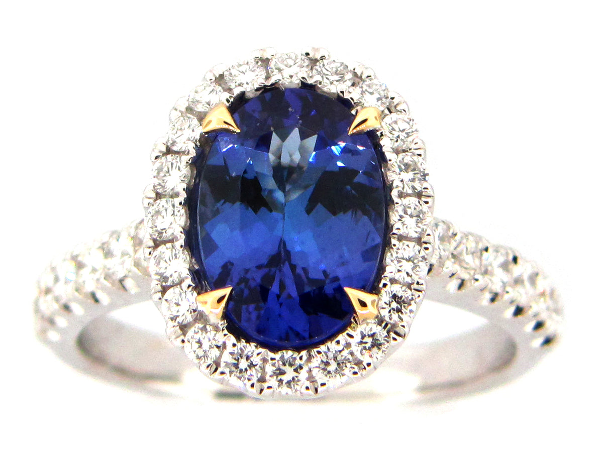 TANZANITE & DIAMOND RING, 18KT (H)