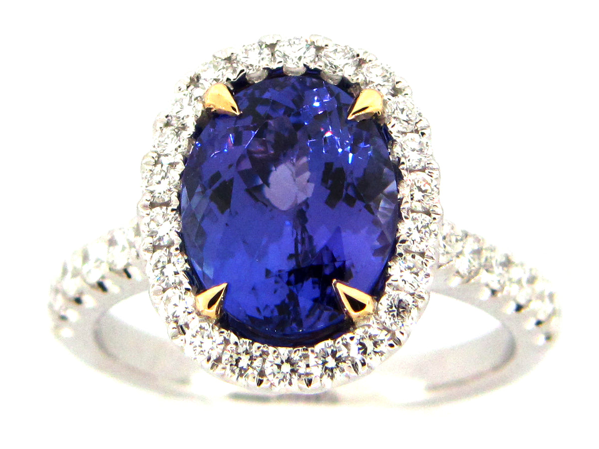 TANZANITE & DIAMOND RING, 18KT (H)