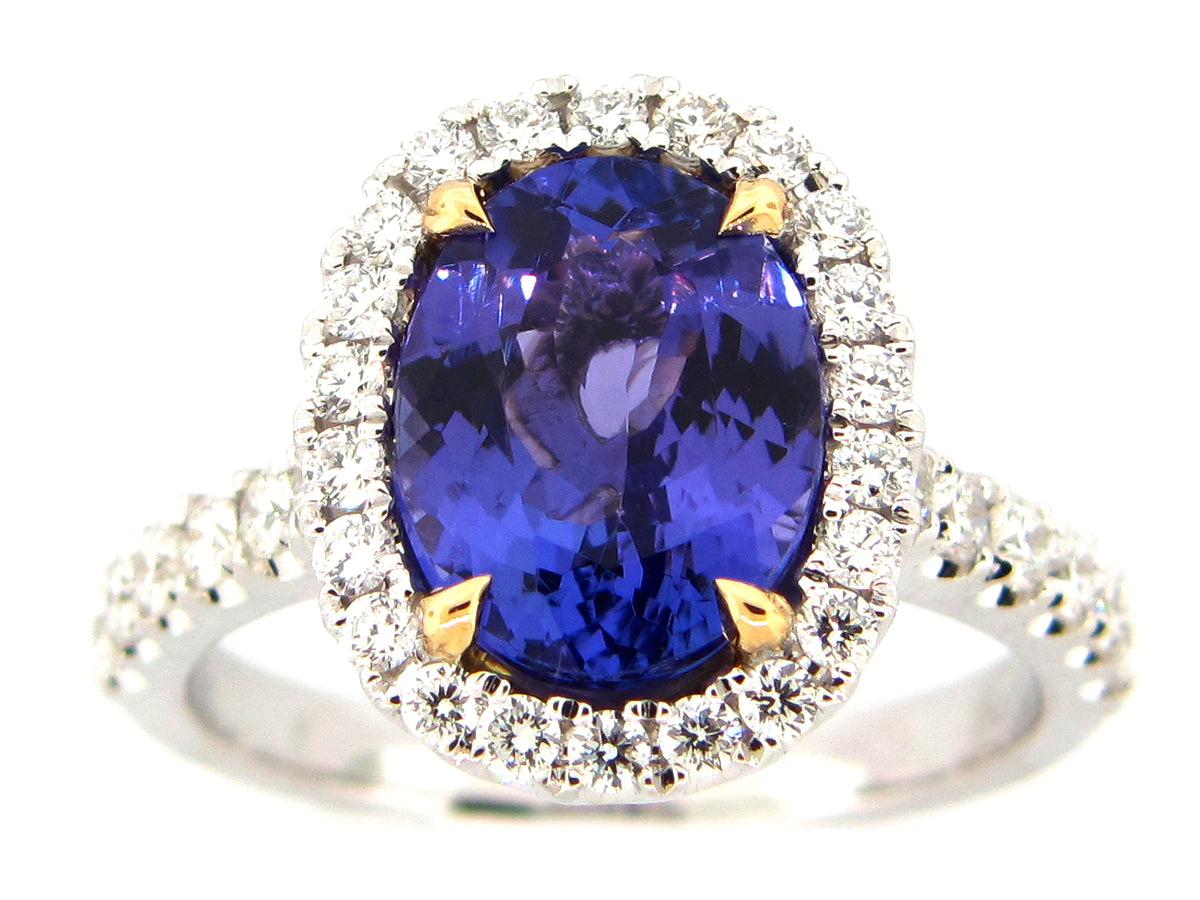 TANZANITE & DIAMOND RING, 18KT (H)