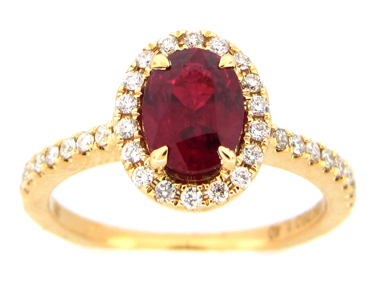 RUBY & DIAMOND RING, 18KY (H)