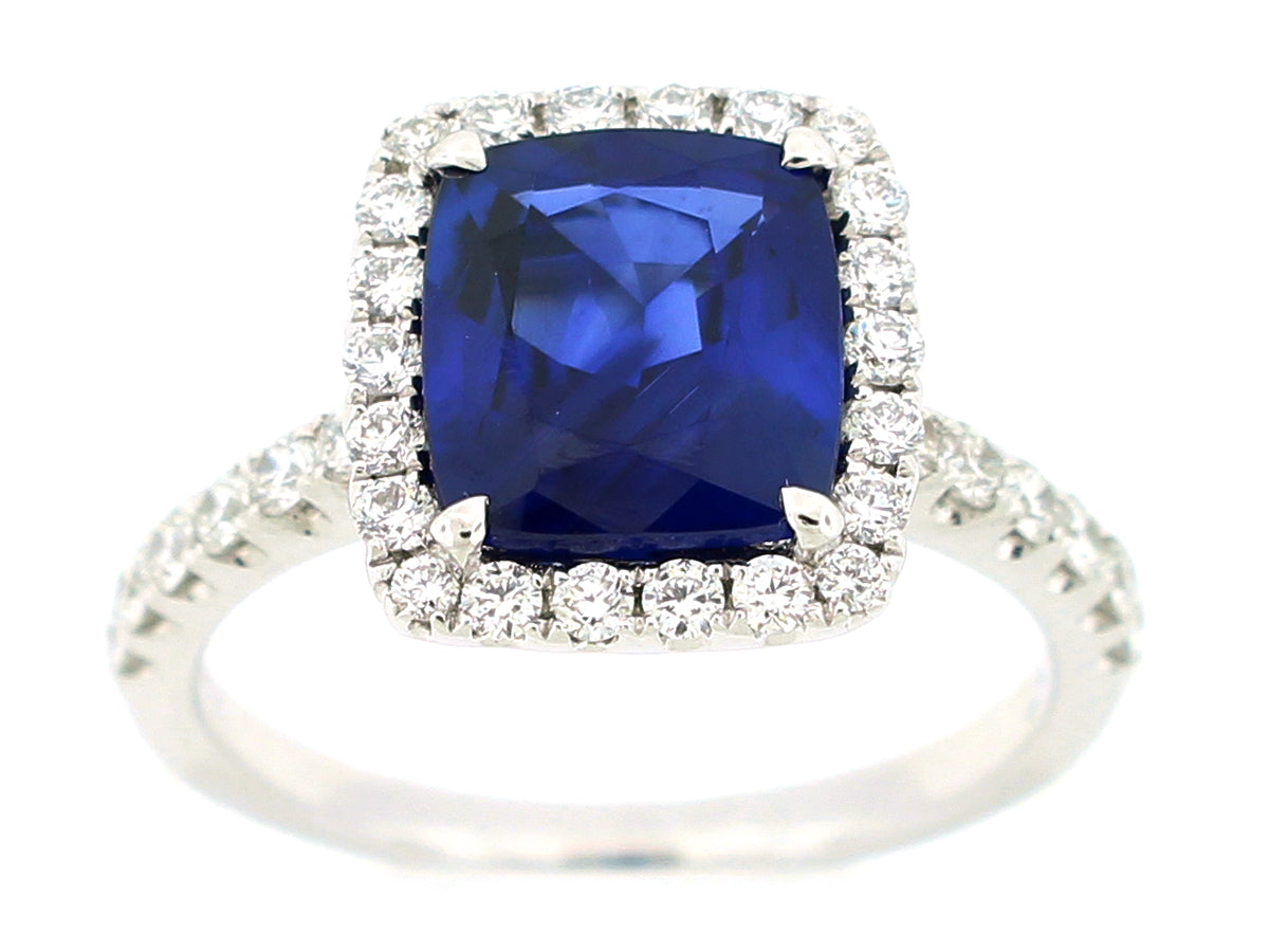 SAPPHIRE & DIAMOND RING, 18KW (H)