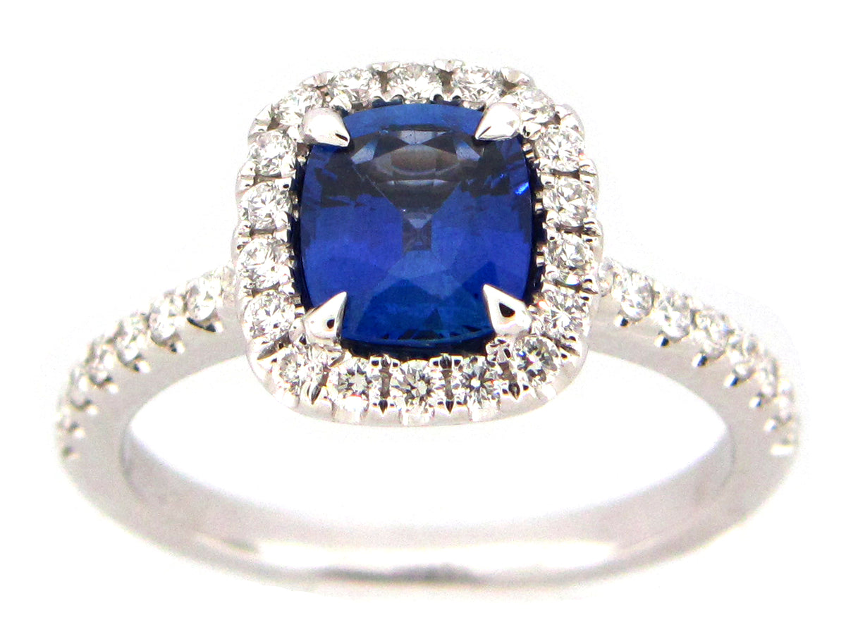 SAPPHIRE & DIAMOND RING, 18KW (H)