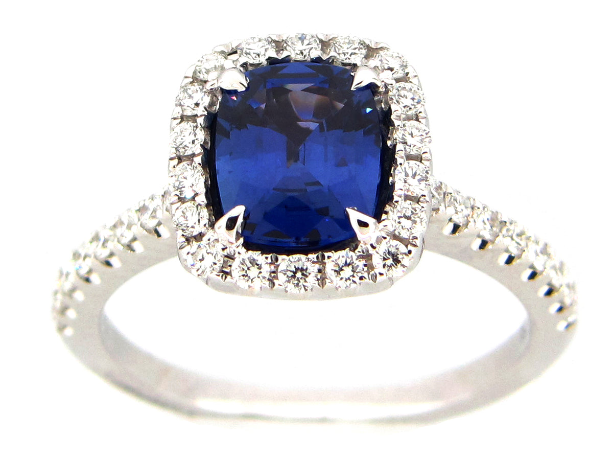 SAPPHIRE & DIAMOND RING, 18KW (H)