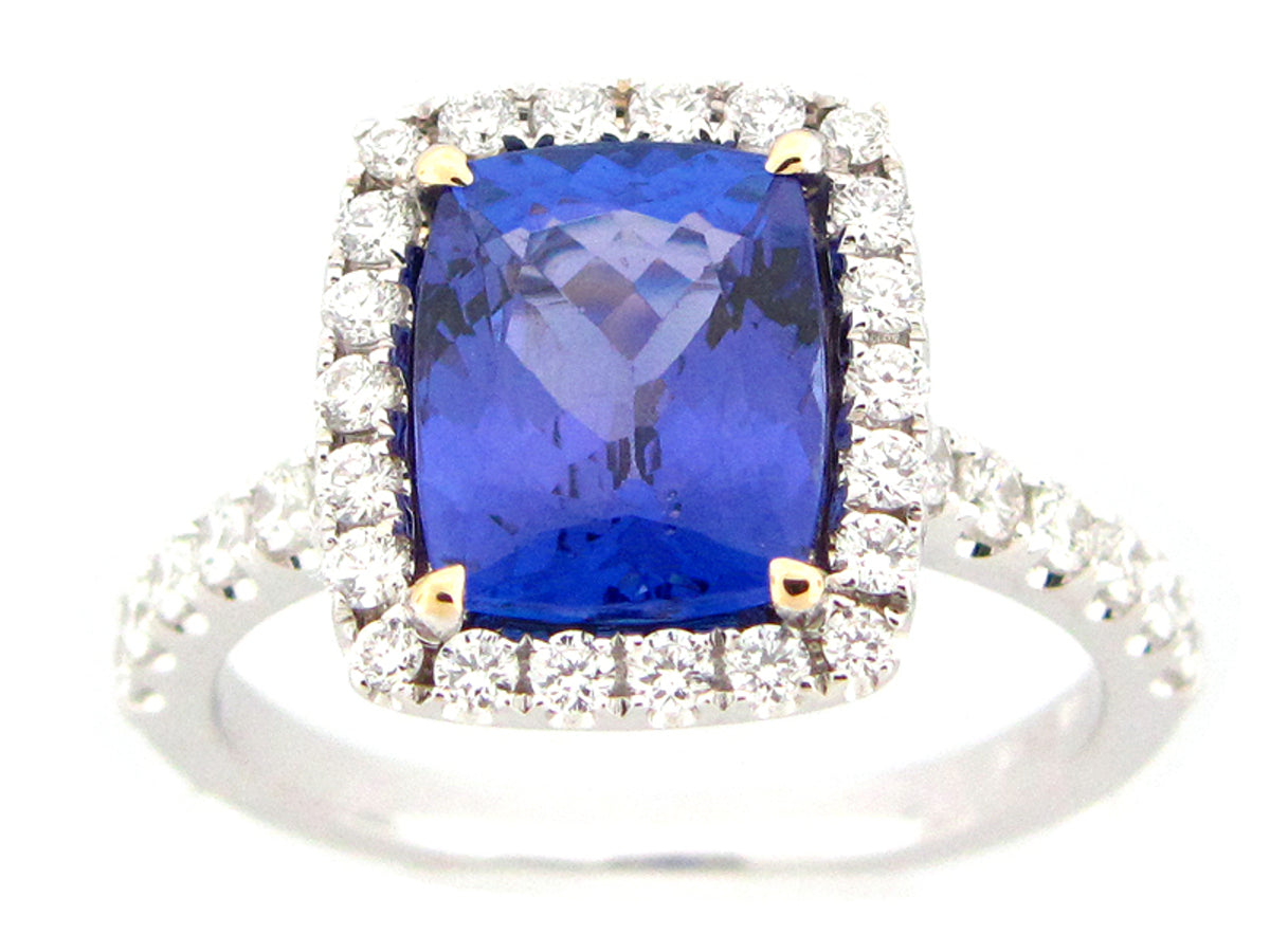 TANZANITE & DIAMOND RING, 18KT (H)