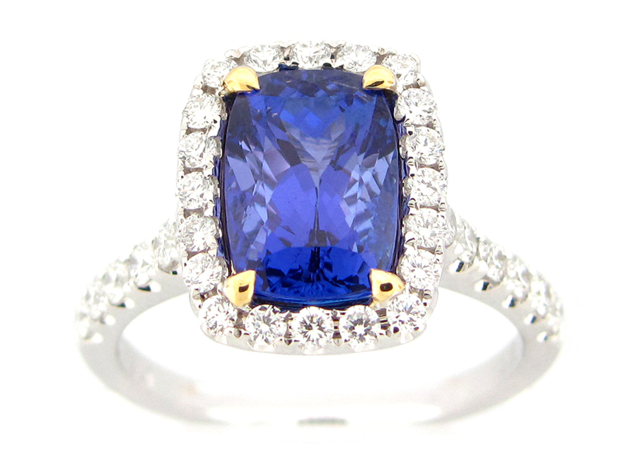TANZANITE & DIAMOND RING, 18KT (H)