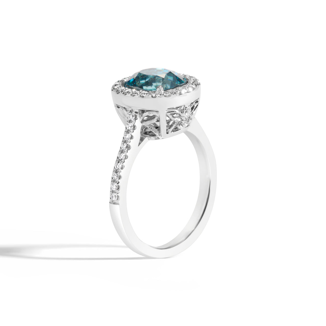 Oval Blue Zircon & Diamond Ring