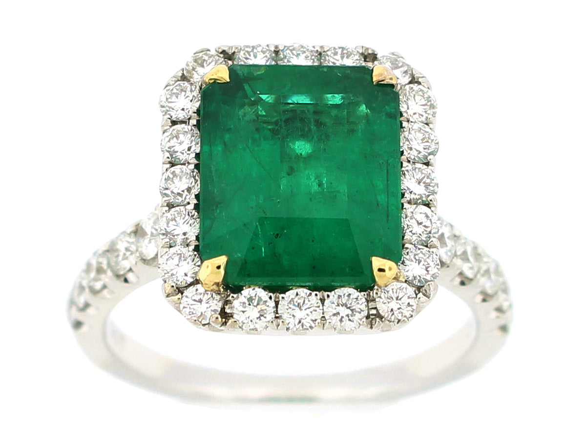 EMERALD & DIAMOND RING, 18KT (O)
