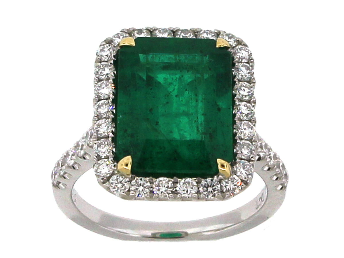 EMERALD & DIAMOND RING, 18KT (O)