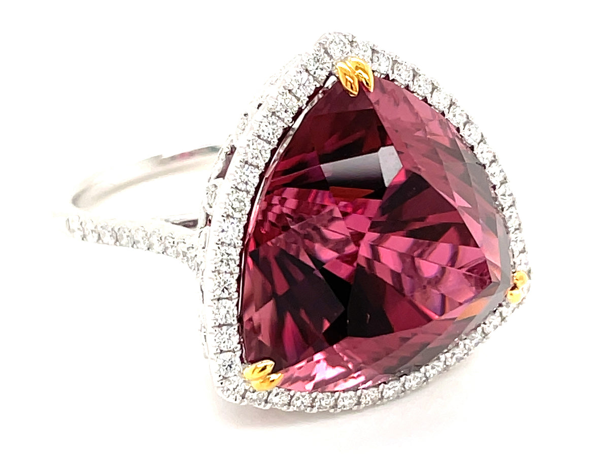 RUBELITE TOURMALINE & DIAMOND RING, 18KW (H)