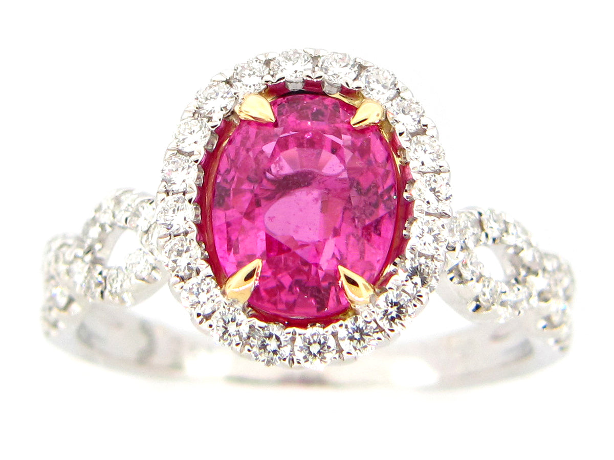 PINK SAPPHIRE & DIAMOND RING, 18KT (H)