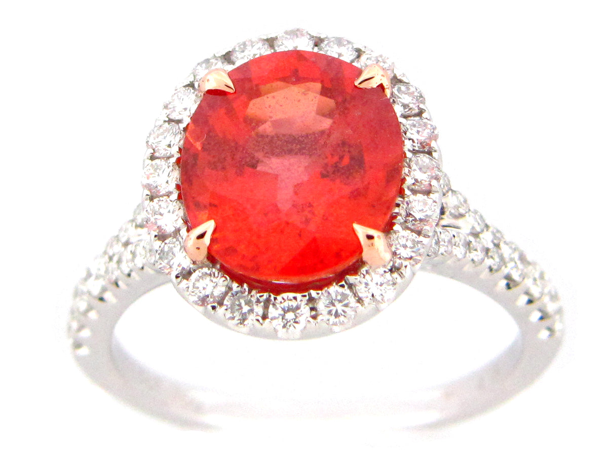 ORANGE SAPPHIRE & DIAMOND RING, 18KT (U)
