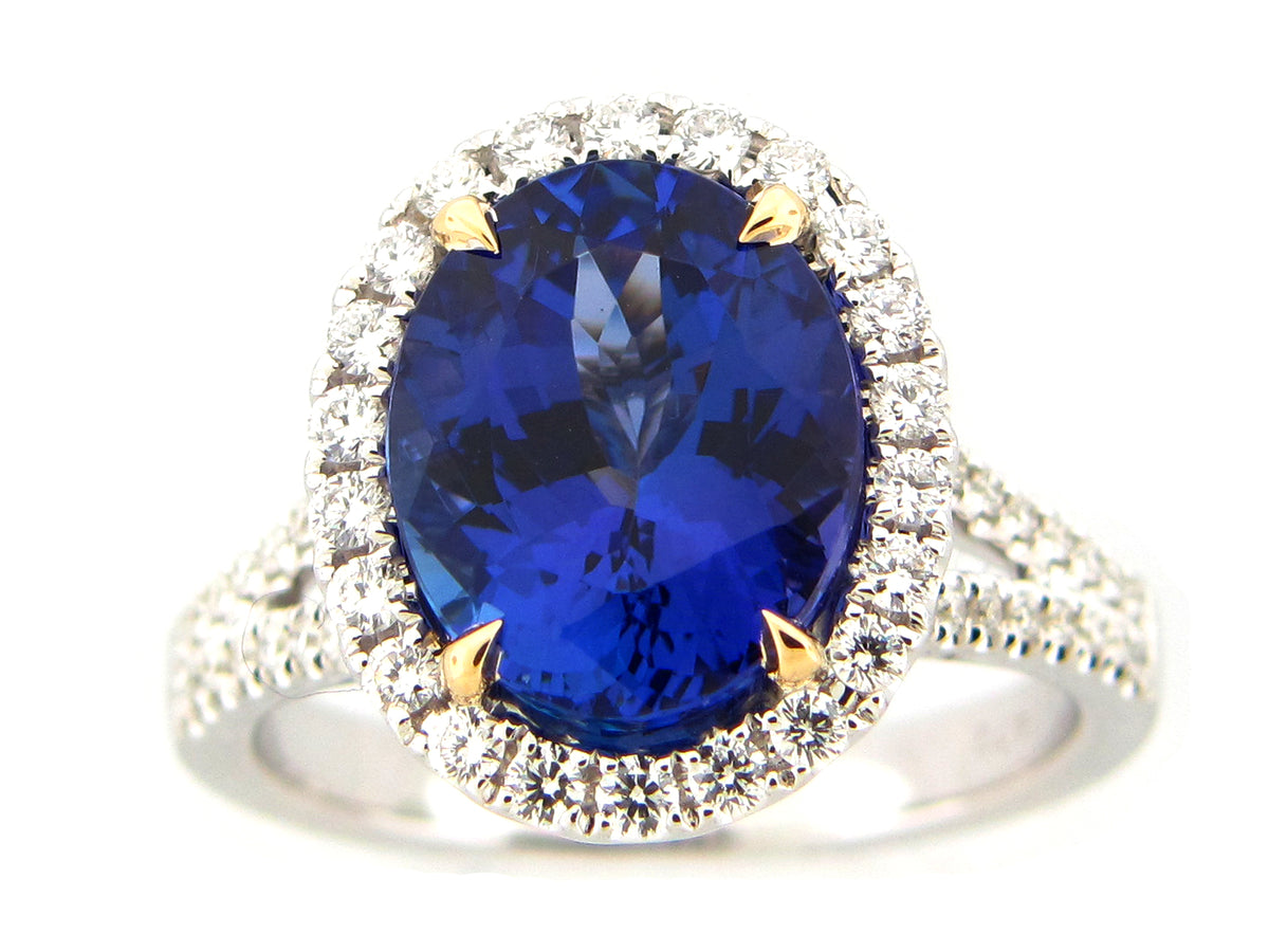 TANZANITE & DIAMOND RING, 18KT (H)