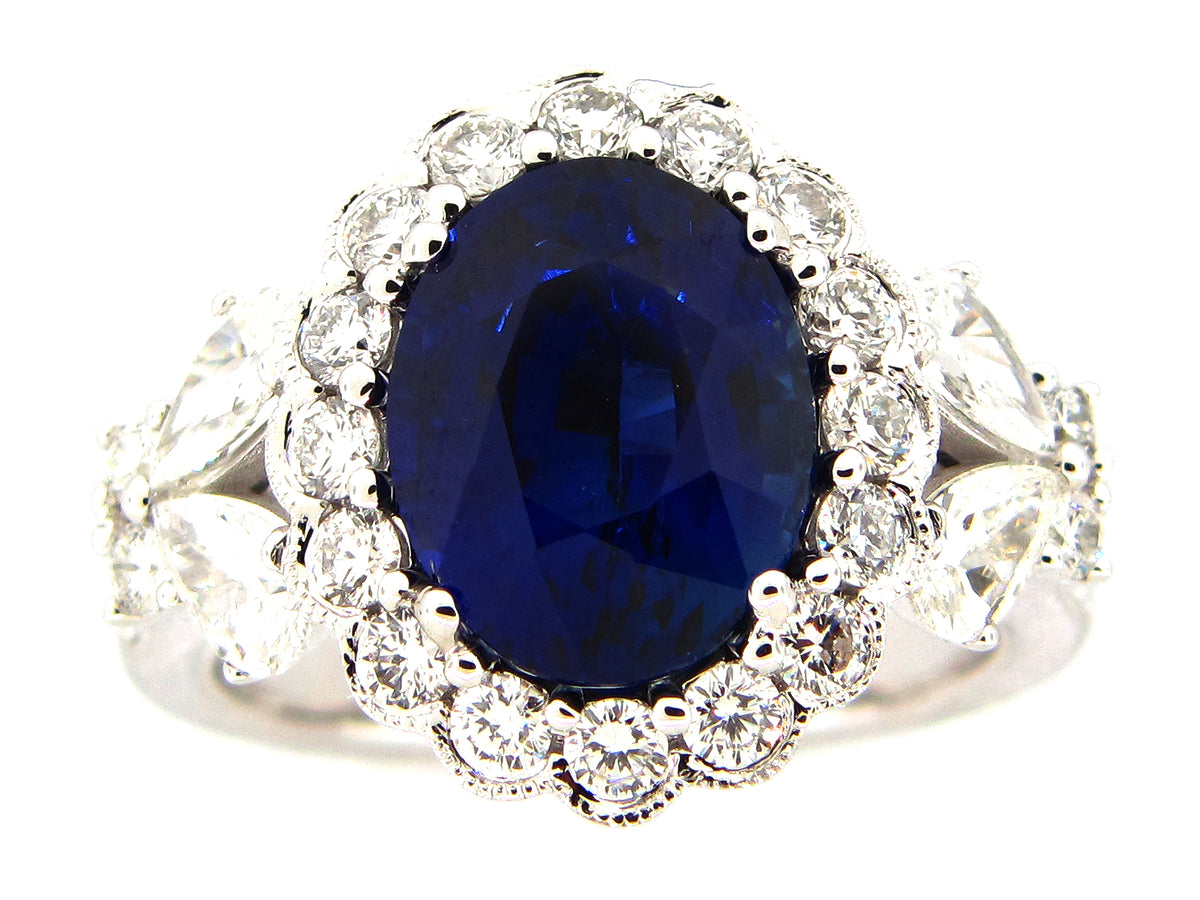 SAPPHIRE & DIAMOND RING, AIGS CERT#GF17030226, 18KW (H)