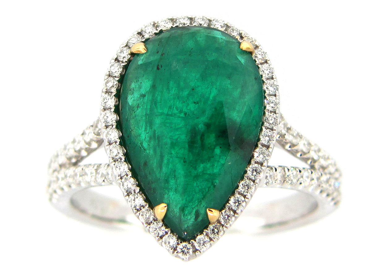 EMERALD & DIAMOND RING, 18KT (O)