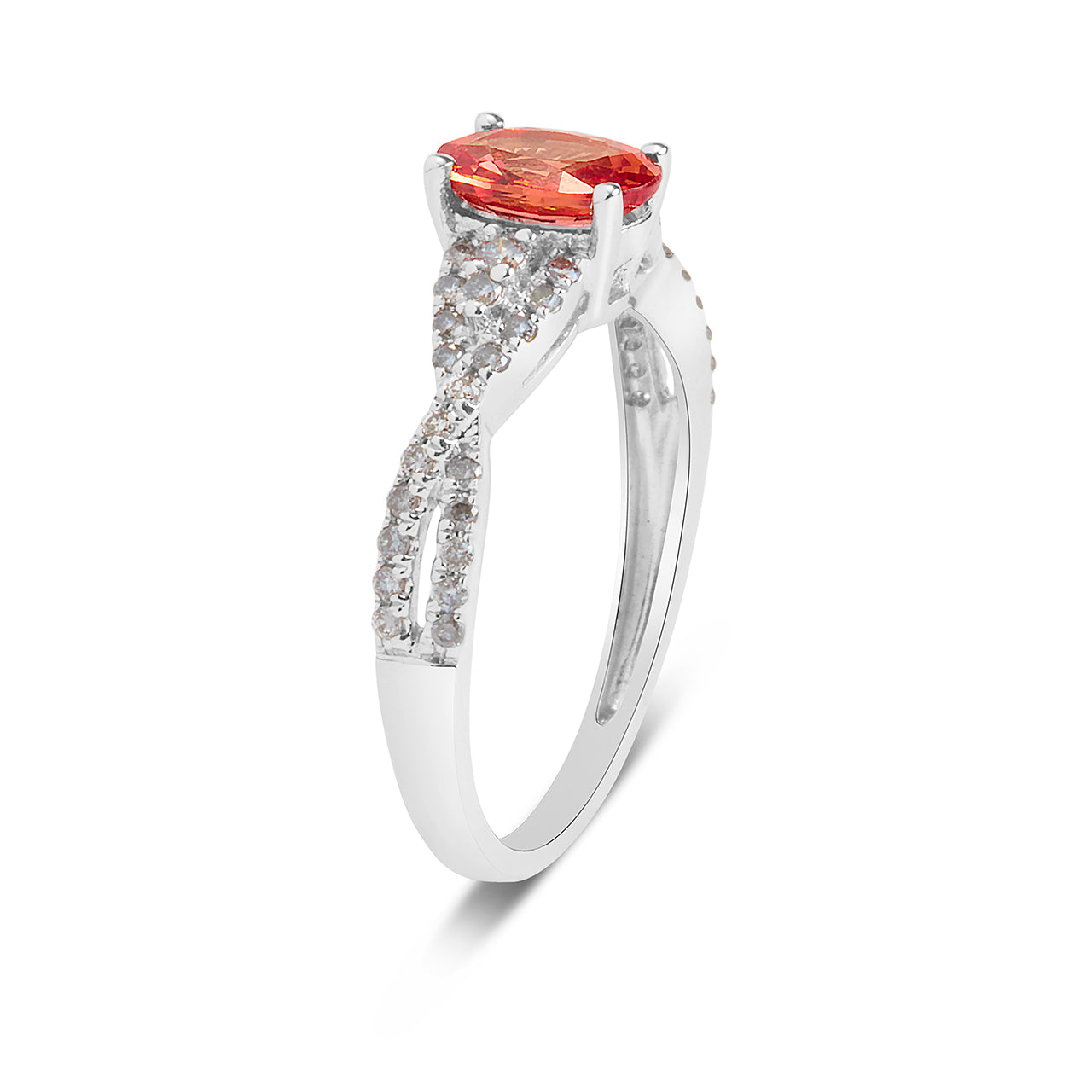 Orange Sapphire & Diamond Twist Ring