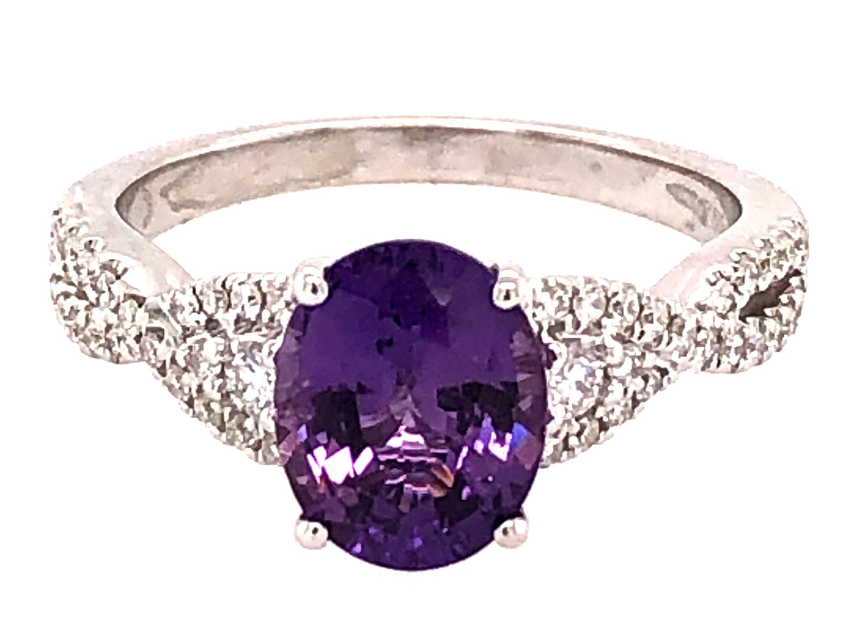 PURPLE SAPPHIRE & DIAMOND RING, 18KW (H)